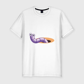 Мужская футболка хлопок Slim с принтом Червяк в Новосибирске, 92% хлопок, 8% лайкра | приталенный силуэт, круглый вырез ворота, длина до линии бедра, короткий рукав | Тематика изображения на принте: worm | насекомое | черви | червь | червяк | червячок