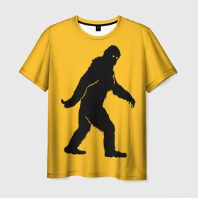 Мужская футболка 3D с принтом Йети в Новосибирске, 100% полиэфир | прямой крой, круглый вырез горловины, длина до линии бедер | bigfoot | yeti | бигфут | горилла | йети | обезьяна | силуэт