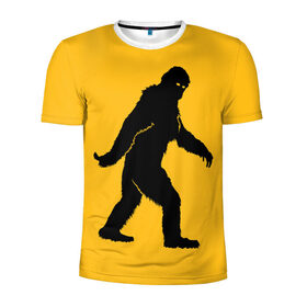 Мужская футболка 3D спортивная с принтом Йети в Новосибирске, 100% полиэстер с улучшенными характеристиками | приталенный силуэт, круглая горловина, широкие плечи, сужается к линии бедра | bigfoot | yeti | бигфут | горилла | йети | обезьяна | силуэт
