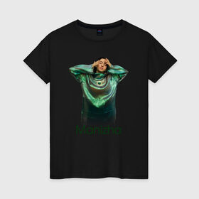 Женская футболка хлопок с принтом Манижа  Manizha в Новосибирске, 100% хлопок | прямой крой, круглый вырез горловины, длина до линии бедер, слегка спущенное плечо | manizha | далеровна | душанбе | евровидение | евровидение 2021 | манижа | певица | таджикистан | хамраева