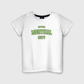 Детская футболка хлопок с принтом SKYRIM - MORTHAL CITY в Новосибирске, 100% хлопок | круглый вырез горловины, полуприлегающий силуэт, длина до линии бедер | morthal | skyrim | tes | varsity | видеоигры | морфал | скайрим