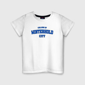 Детская футболка хлопок с принтом Коллегия Винтерхолда - Skyrim в Новосибирске, 100% хлопок | круглый вырез горловины, полуприлегающий силуэт, длина до линии бедер | skyrim | tes | varsity | winterhold | видеоигры | винтерхолд | коллегия винтерхолда | скайрим