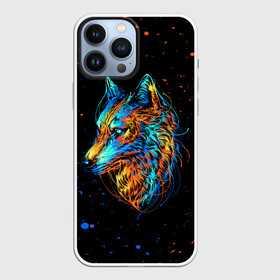 Чехол для iPhone 13 Pro Max с принтом КРАСОЧНЫЙ ВОЛК в Новосибирске,  |  | colors | dog | paints | wolf | брызги | волк | деревья | красивый лес | краски | лес | листья | природа | собака | темный лес