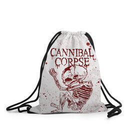 Рюкзак-мешок 3D с принтом Cannibal Corpse в Новосибирске, 100% полиэстер | плотность ткани — 200 г/м2, размер — 35 х 45 см; лямки — толстые шнурки, застежка на шнуровке, без карманов и подкладки | canibal corpse | cannibal corpse | death metal | группы | дэт метал | канибал корпс | метал | рок