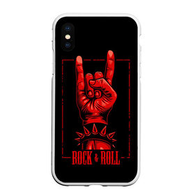 Чехол для iPhone XS Max матовый с принтом Rock & Roll в Новосибирске, Силикон | Область печати: задняя сторона чехла, без боковых панелей | rock  roll | знак рок | рок | рок н ролл | рука