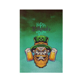 Обложка для паспорта матовая кожа с принтом Happy Saint Patricks Day в Новосибирске, натуральная матовая кожа | размер 19,3 х 13,7 см; прозрачные пластиковые крепления | Тематика изображения на принте: saint patricks day | арт | графика | март | патрик | святой патрик