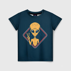 Детская футболка 3D с принтом НЛО / UFO в Новосибирске, 100% гипоаллергенный полиэфир | прямой крой, круглый вырез горловины, длина до линии бедер, чуть спущенное плечо, ткань немного тянется | Тематика изображения на принте: ufo | брат по разуму | зеленый человечек | инопланетец | инопланетник | инопланетный гость | инопланетянин | марсианин | нло | пришелец