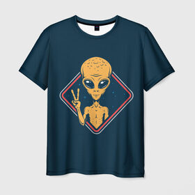 Мужская футболка 3D с принтом НЛО / UFO в Новосибирске, 100% полиэфир | прямой крой, круглый вырез горловины, длина до линии бедер | ufo | брат по разуму | зеленый человечек | инопланетец | инопланетник | инопланетный гость | инопланетянин | марсианин | нло | пришелец