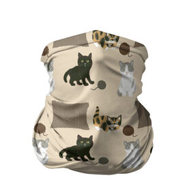 Бандана-труба 3D с принтом Игривые котята в Новосибирске, 100% полиэстер, ткань с особыми свойствами — Activecool | плотность 150‒180 г/м2; хорошо тянется, но сохраняет форму | клубок | кот | котёнок | котята | кошка | нитки | подушка | уют