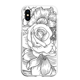 Чехол для iPhone XS Max матовый с принтом Тату цветы в Новосибирске, Силикон | Область печати: задняя сторона чехла, без боковых панелей | белый | лилия | подсолнух | роза | тату | цветы | черный