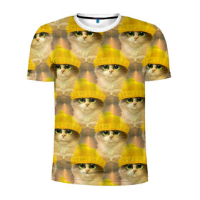 Мужская футболка 3D спортивная с принтом Котята в Новосибирске, 100% полиэстер с улучшенными характеристиками | приталенный силуэт, круглая горловина, широкие плечи, сужается к линии бедра | глаза | кашак | космос | кот | кота | коте | котейка | котейки | котёнок | котик | котики | коты | котэ | котя | котяра | котята | котятки | кошак | кошка | кэт | лев | леопольд | матроскин | от | пума | рысь