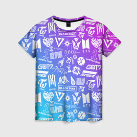 Женская футболка 3D с принтом K-POP | Лучшие Группы в Новосибирске, 100% полиэфир ( синтетическое хлопкоподобное полотно) | прямой крой, круглый вырез горловины, длина до линии бедер | Тематика изображения на принте: ateez | bangtan | black pink | blackpink | boys | bts | exo | g dragon | got7 | jin | k pop | kpop | love | min yoon | monsta x | nct | seoul | seventeen | sninee | stray kids | straykids | suga | twice | арэм | бойбенд | бойбэнд | бтс | ви | вс