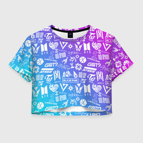 Женская футболка Crop-top 3D с принтом K-POP | Лучшие Группы в Новосибирске, 100% полиэстер | круглая горловина, длина футболки до линии талии, рукава с отворотами | ateez | bangtan | black pink | blackpink | boys | bts | exo | g dragon | got7 | jin | k pop | kpop | love | min yoon | monsta x | nct | seoul | seventeen | sninee | stray kids | straykids | suga | twice | арэм | бойбенд | бойбэнд | бтс | ви | вс