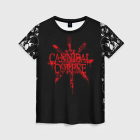 Женская футболка 3D с принтом Cannibal Corpse в Новосибирске, 100% полиэфир ( синтетическое хлопкоподобное полотно) | прямой крой, круглый вырез горловины, длина до линии бедер | cannibal | cannibal corpse | corpse | trash | алекс уэбстер | брутальный дэт метал | дэт метал | дэтграйнд | пол мазуркевич