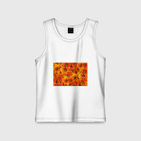 Детская майка хлопок с принтом ЦВЕТОЧНЫЙ ОРНАМЕНТ в Новосибирске,  |  | flower | orange | pattern | девушкам | лепестки | оранжевый | орнамент | растения | текстуры | цветы