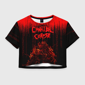 Женская футболка Crop-top 3D с принтом CANNIBAL CORPSE в Новосибирске, 100% полиэстер | круглая горловина, длина футболки до линии талии, рукава с отворотами | blood | cannibal corpse | death metal | grunge | hardcore | music | punk | rock | usa | группа | канибал | кровь | метал | музыка | рок | сша | труп