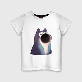 Детская футболка хлопок с принтом Голодный зверь в Новосибирске, 100% хлопок | круглый вырез горловины, полуприлегающий силуэт, длина до линии бедер | pop cat | арт | бедна | голод | кот | кошка | мем | необычное животное | пасть | птица | рисунок | сова