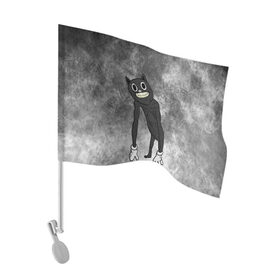 Флаг для автомобиля с принтом Cartoon cat в Новосибирске, 100% полиэстер | Размер: 30*21 см | cartoon cat | crazy | horror | kitty | monster | безумный | враг | животные | зверь | злодей | злой кот | зубы | картун кэт | киска | кот | кошак | монстр | мультяшный кот | оскал | персонаж | страшилки | сумасшедший