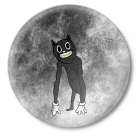 Значок с принтом Cartoon cat в Новосибирске,  металл | круглая форма, металлическая застежка в виде булавки | Тематика изображения на принте: cartoon cat | crazy | horror | kitty | monster | безумный | враг | животные | зверь | злодей | злой кот | зубы | картун кэт | киска | кот | кошак | монстр | мультяшный кот | оскал | персонаж | страшилки | сумасшедший