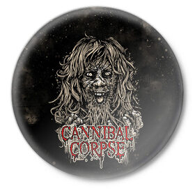Значок с принтом Cannibal Corpse в Новосибирске,  металл | круглая форма, металлическая застежка в виде булавки | canibal corpse | cannibal corpse | death metal | группы | дэт метал | канибал корпс | метал | рок