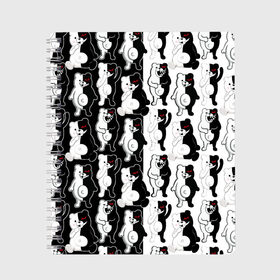 Тетрадь с принтом MONOKUMA  МОНОКУМА ПАТТЕРН в Новосибирске, 100% бумага | 48 листов, плотность листов — 60 г/м2, плотность картонной обложки — 250 г/м2. Листы скреплены сбоку удобной пружинной спиралью. Уголки страниц и обложки скругленные. Цвет линий — светло-серый
 | Тематика изображения на принте: anime | danganronpa | enoshima | junko | monokuma | аниме | джунко | игра | манга | медведь | монокума | паттерн | робот медведь | эношима