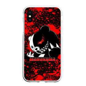 Чехол для iPhone XS Max матовый с принтом MONOKUMA  МОНОКУМА BLOOD в Новосибирске, Силикон | Область печати: задняя сторона чехла, без боковых панелей | anime | danganronpa | enoshima | junko | monokuma | аниме | джунко | игра | кровь | манга | медведь | монокума | робот медведь | эношима