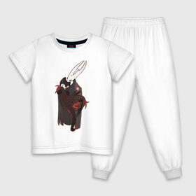 Детская пижама хлопок с принтом Хорнет и Гримм в Новосибирске, 100% хлопок |  брюки и футболка прямого кроя, без карманов, на брюках мягкая резинка на поясе и по низу штанин
 | hollow knight | арт | гримм | рисунок | хорнет