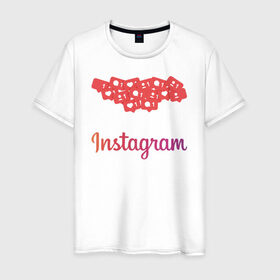 Мужская футболка хлопок с принтом Instagram в Новосибирске, 100% хлопок | прямой крой, круглый вырез горловины, длина до линии бедер, слегка спущенное плечо. | facebook | instagram | инста | инстаграм | платформа | приложение | редактор фотографий | социальная сеть | соцсеть