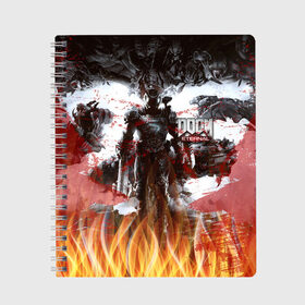 Тетрадь с принтом Doom Ethernal Ancient Gods в Новосибирске, 100% бумага | 48 листов, плотность листов — 60 г/м2, плотность картонной обложки — 250 г/м2. Листы скреплены сбоку удобной пружинной спиралью. Уголки страниц и обложки скругленные. Цвет линий — светло-серый
 | bfg | demons | devil | doom | doom slayer | fire | hell | hellfire | merch | part two | slayer | ад | бфг | вега | демоны | древние боги | дум | икона греха | какодемон | мерч | огонь | палач | рок | солдат рока | часть два 