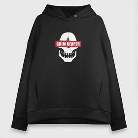 Женское худи Oversize хлопок с принтом Grim Reaper в Новосибирске, френч-терри — 70% хлопок, 30% полиэстер. Мягкий теплый начес внутри —100% хлопок | боковые карманы, эластичные манжеты и нижняя кромка, капюшон на магнитной кнопке | death | монстр | скелет | череп