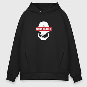 Мужское худи Oversize хлопок с принтом Grim Reaper в Новосибирске, френч-терри — 70% хлопок, 30% полиэстер. Мягкий теплый начес внутри —100% хлопок | боковые карманы, эластичные манжеты и нижняя кромка, капюшон на магнитной кнопке | death | монстр | скелет | череп