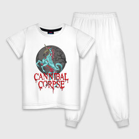 Детская пижама хлопок с принтом Cannibal Corpse | Труп Каннибала (Z) в Новосибирске, 100% хлопок |  брюки и футболка прямого кроя, без карманов, на брюках мягкая резинка на поясе и по низу штанин
 | cannibal | cannibal corpse | corpse | death metal | deathgrind | алекс уэбстер | брутальный дэт метал | дэт метал | дэтграйнд | пол мазуркевич | роб барретт | труп каннибала
