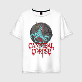 Женская футболка хлопок Oversize с принтом Cannibal Corpse | Труп Каннибала (Z) в Новосибирске, 100% хлопок | свободный крой, круглый ворот, спущенный рукав, длина до линии бедер
 | cannibal | cannibal corpse | corpse | death metal | deathgrind | алекс уэбстер | брутальный дэт метал | дэт метал | дэтграйнд | пол мазуркевич | роб барретт | труп каннибала