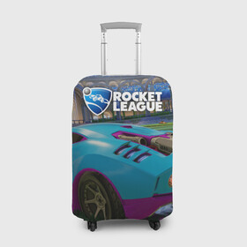 Чехол для чемодана 3D с принтом Rocket League в Новосибирске, 86% полиэфир, 14% спандекс | двустороннее нанесение принта, прорези для ручек и колес | cars | game | games | rocket league | гонка | гонки | машина | машины | рокет лига