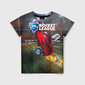 Детская футболка 3D с принтом Rocket League в Новосибирске, 100% гипоаллергенный полиэфир | прямой крой, круглый вырез горловины, длина до линии бедер, чуть спущенное плечо, ткань немного тянется | cars | game | games | rocket league | гонка | гонки | машина | машины | рокет лига