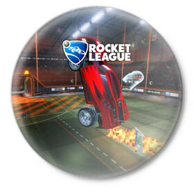 Значок с принтом Rocket League в Новосибирске,  металл | круглая форма, металлическая застежка в виде булавки | cars | game | games | rocket league | гонка | гонки | машина | машины | рокет лига