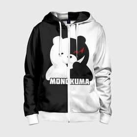 Детская толстовка 3D на молнии с принтом MONOKUMA  МОНОКУМА BEAR в Новосибирске, 100% полиэстер |  манжеты и пояс оформлены широкой мягкой резинкой, двухслойный капюшон со шнурком для регулировки, спереди карманы и застежка-молния
 | anime | danganronpa | enoshima | junko | monokuma | аниме | джунко | игра | манга | медведь | монокума | робот медведь | эношима