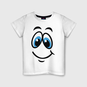 Детская футболка хлопок с принтом Улыбка в Новосибирске, 100% хлопок | круглый вырез горловины, полуприлегающий силуэт, длина до линии бедер | лицо | мультфильм | настроение | положительный | рожа | рожица | смайлик | смешное | смешное лицо | улыбающееся лицо | улыбка | эмоция