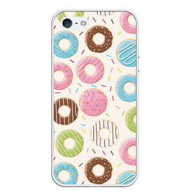 Чехол для iPhone 5/5S матовый с принтом Пончики / Donuts в Новосибирске, Силикон | Область печати: задняя сторона чехла, без боковых панелей | bagel | cookies | donut | pastry | pie | ring | бублик | выпечка | колечко | печенье | пирожок | пончик