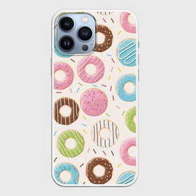 Чехол для iPhone 13 Pro Max с принтом Пончики   Donuts в Новосибирске,  |  | bagel | cookies | donut | pastry | pie | ring | бублик | выпечка | колечко | печенье | пирожок | пончик