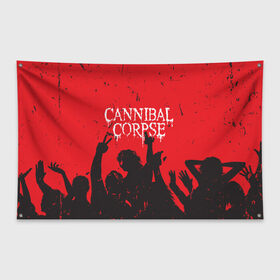 Флаг-баннер с принтом Cannibal Corpse | Труп Каннибала (Z) в Новосибирске, 100% полиэстер | размер 67 х 109 см, плотность ткани — 95 г/м2; по краям флага есть четыре люверса для крепления | cannibal | cannibal corpse | corpse | death metal | deathgrind | алекс уэбстер | брутальный дэт метал | дэт метал | дэтграйнд | пол мазуркевич | роб барретт | труп каннибала