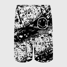 Детские спортивные шорты 3D с принтом NIRVANA / НИРВАНА в Новосибирске,  100% полиэстер
 | пояс оформлен широкой мягкой резинкой, ткань тянется
 | Тематика изображения на принте: cobain | kurt | lithium | logo | music | nirvana | nirwana | rock | smile | кобейн | курт | лого | логотип | музыка | нирвана | рок | смайл | смайлик | улыбка