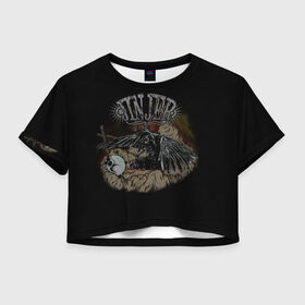 Женская футболка Crop-top 3D с принтом Jinjer metal band в Новосибирске, 100% полиэстер | круглая горловина, длина футболки до линии талии, рукава с отворотами | jinjer | meialcore | metal | rock | ворон | метал | рок | череп