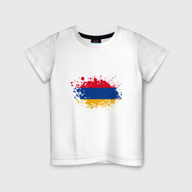 Детская футболка хлопок с принтом Флаг Армении в Новосибирске, 100% хлопок | круглый вырез горловины, полуприлегающий силуэт, длина до линии бедер | Тематика изображения на принте: armenia | ussr | армения | армяне | горы | ереван | кавказ | мир | народ | ссср | турист | флаг
