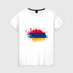 Женская футболка хлопок с принтом Флаг Армении в Новосибирске, 100% хлопок | прямой крой, круглый вырез горловины, длина до линии бедер, слегка спущенное плечо | armenia | ussr | армения | армяне | горы | ереван | кавказ | мир | народ | ссср | турист | флаг