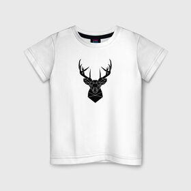 Детская футболка хлопок с принтом Олень в Новосибирске, 100% хлопок | круглый вырез горловины, полуприлегающий силуэт, длина до линии бедер | геометрия | животные | олень | рисунок