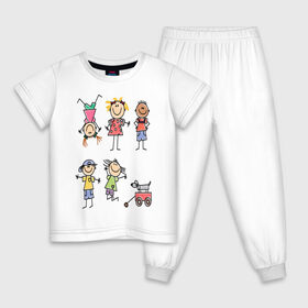 Детская пижама хлопок с принтом Дети в Новосибирске, 100% хлопок |  брюки и футболка прямого кроя, без карманов, на брюках мягкая резинка на поясе и по низу штанин
 | девочка | дети | игра | картинки | мальчик | рисунок