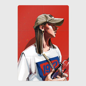 Магнитный плакат 2Х3 с принтом Девушка в бейсболке в Новосибирске, Полимерный материал с магнитным слоем | 6 деталей размером 9*9 см | fashion | street art | авторская | иллюстрация | мода
