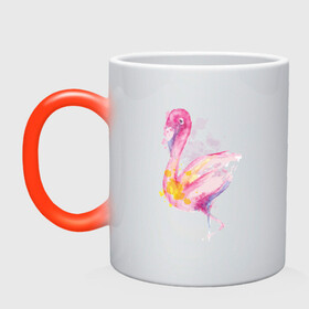 Кружка хамелеон с принтом Фламинго рисунок акварелью в Новосибирске, керамика | меняет цвет при нагревании, емкость 330 мл | Тематика изображения на принте: africa | afrika | aquarel | bird | fashion | flamingo | paint | painted | pink flamingo | summer | watercolor | watercolour | акварельный рисунок | африка | красками | краски | лето | мода | нарисованный фламинго | птица | розовый фламинго | 