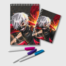 Блокнот с принтом Kaneki Ghoul в Новосибирске, 100% бумага | 48 листов, плотность листов — 60 г/м2, плотность картонной обложки — 250 г/м2. Листы скреплены удобной пружинной спиралью. Цвет линий — светло-серый
 | anime | kaneki ken | manga | tokyo ghoul | аниме | джузо сузуя. | канеки кен | манга | манга гуля | перерождение | токийский гуль | токийском гуле